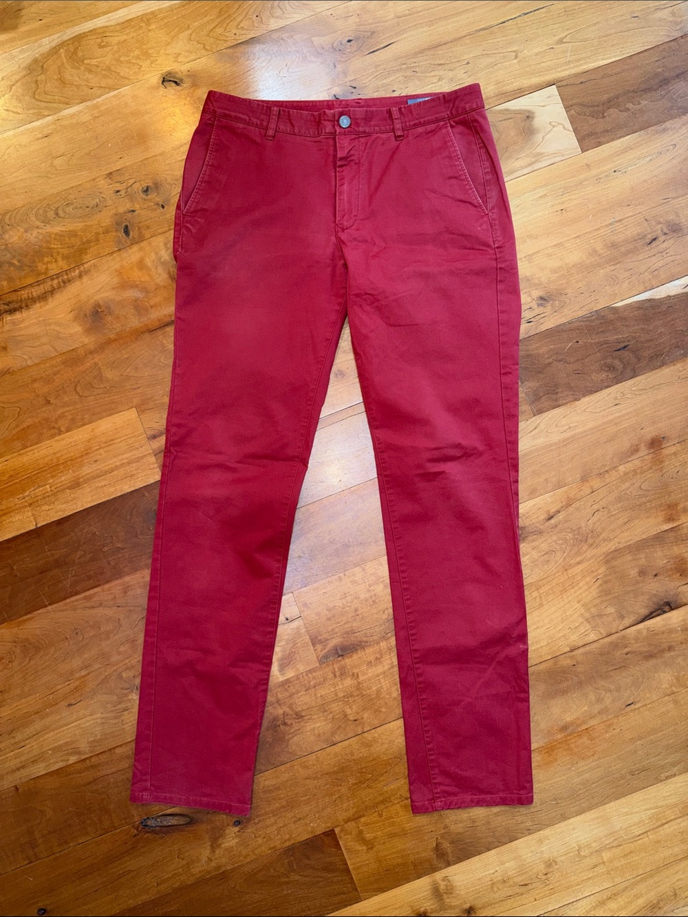 Bonobos Stretch Washed Chinos – Red (Coral Bells) – Slim Fit – 34x36